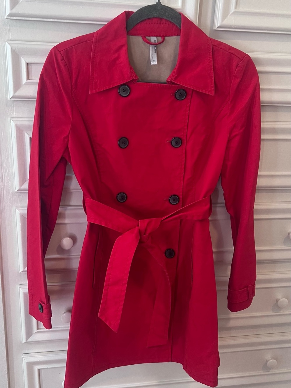 Old Navy Red Double-Breasted Trench Coat with Belt